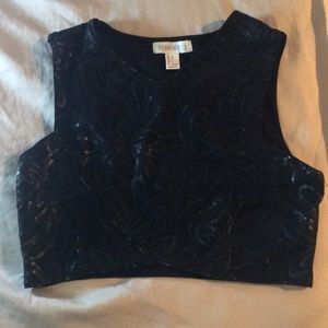 Black front sequined crop top